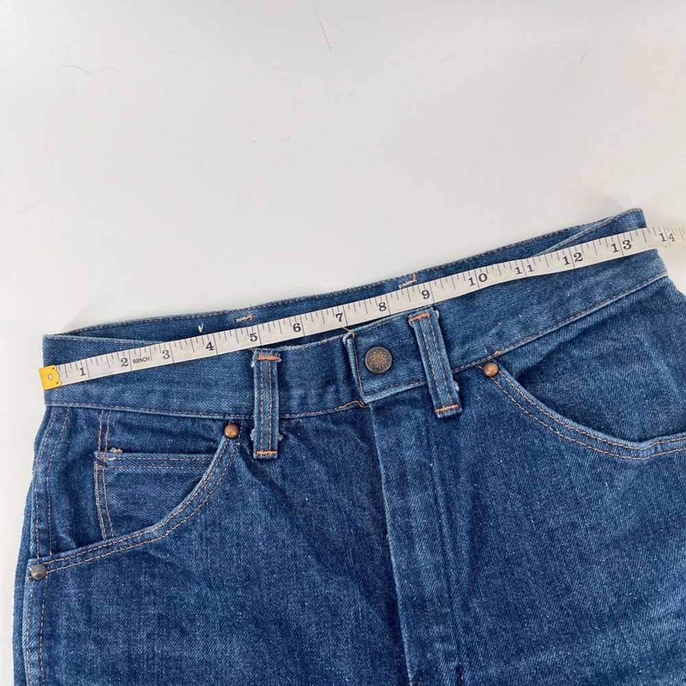 Vintage Big Yank High Waisted Flare Leg Jeans Dark Wash Denim 26x29.5in Western - Picture 7 of 12